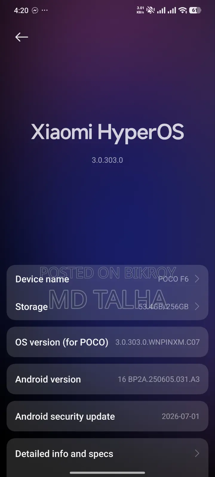 Xiaomi Poco F6 256 GB Black