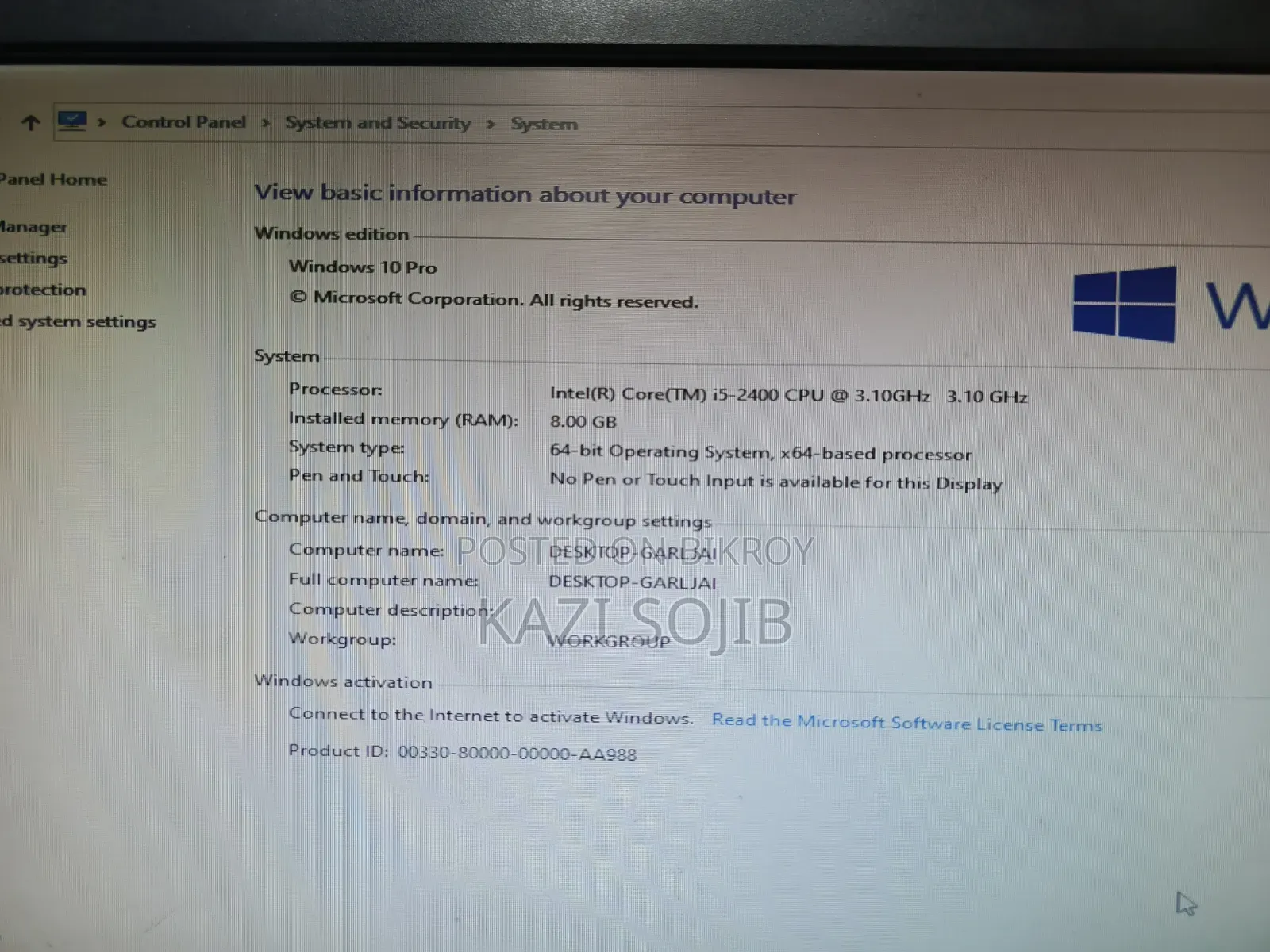 Desktop Computer HP 8GB Intel Core i5 HDD 500GB