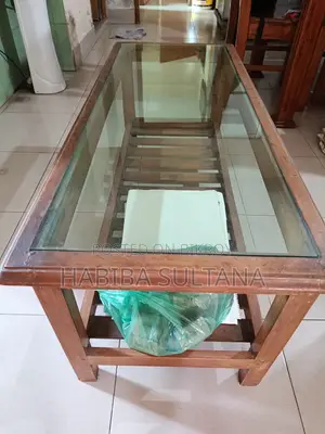 Wooden (Segun) Center Tea Table With Glass Top for Sale