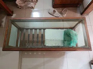 Wooden (Segun) Center Tea Table With Glass Top for Sale
