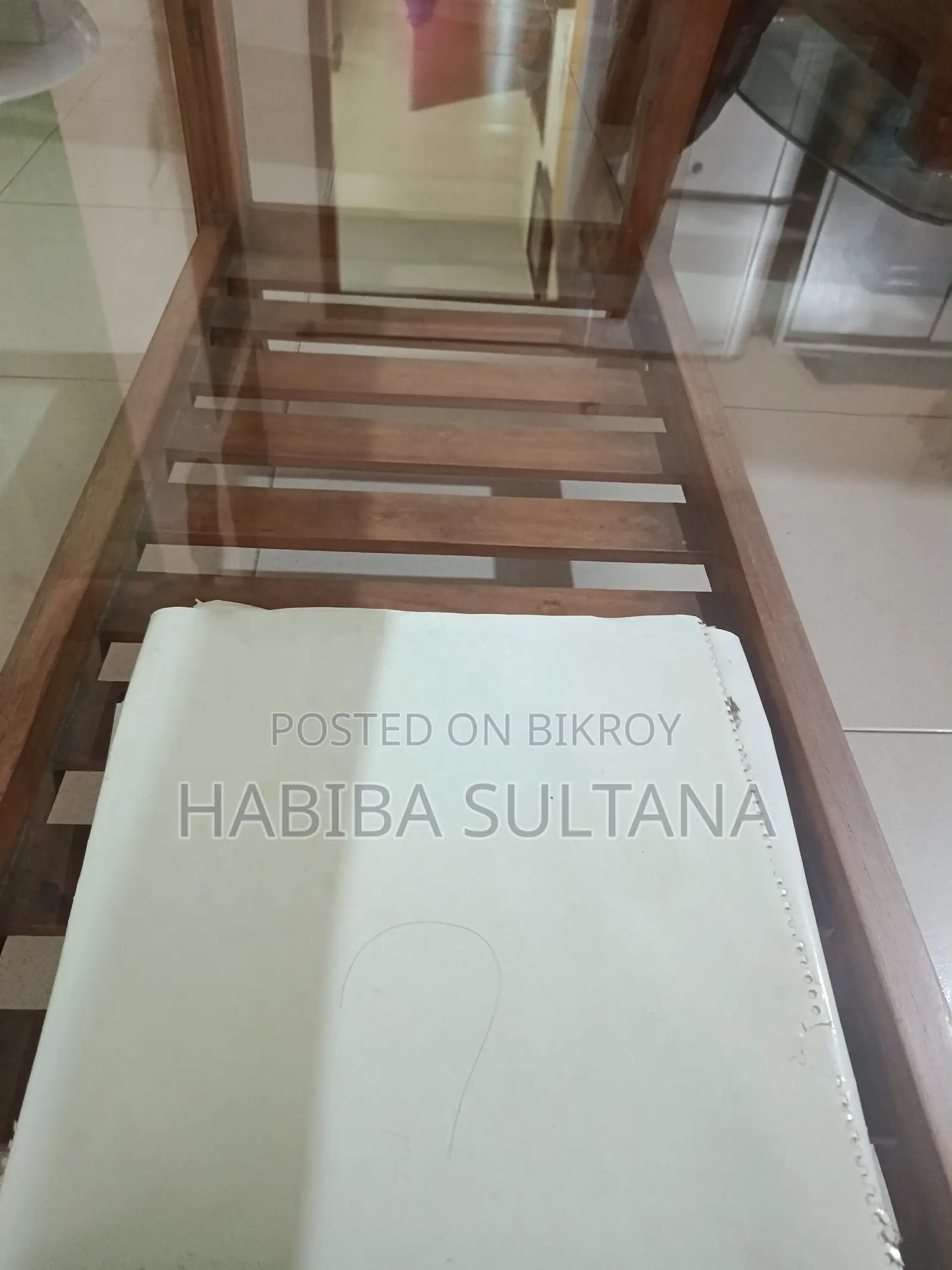 Wooden (Segun) Center Tea Table With Glass Top for Sale