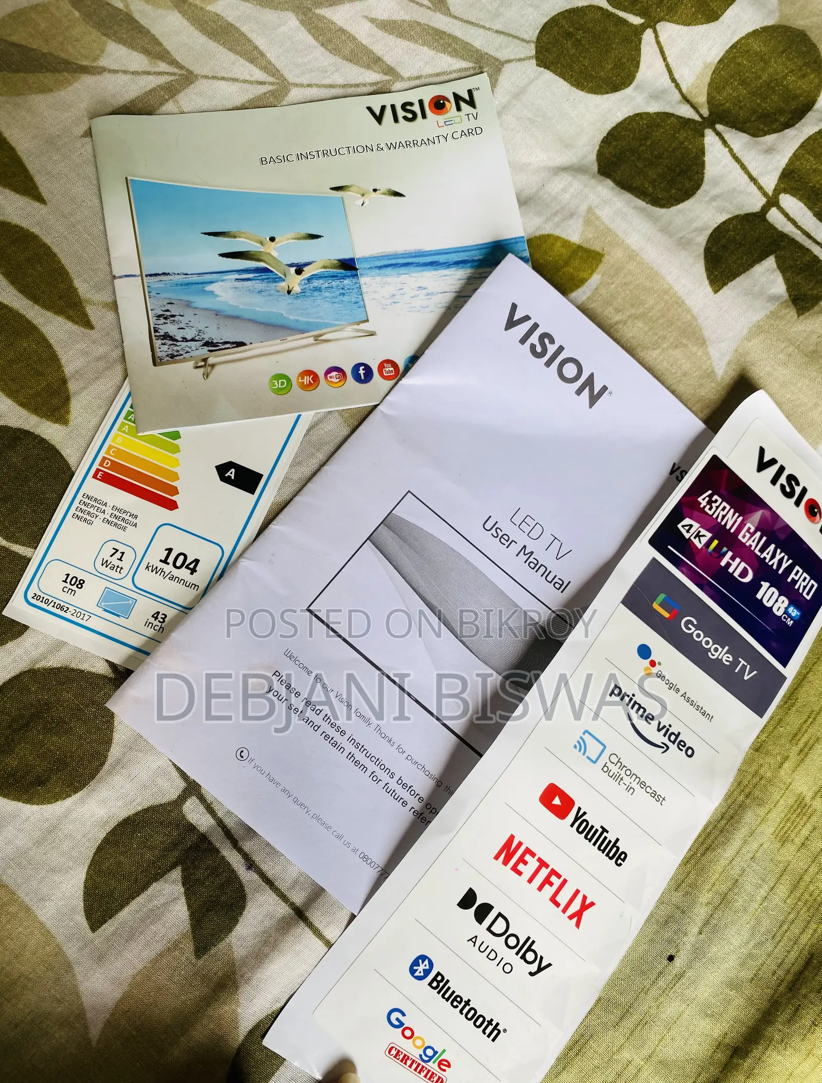 ভিশন ৪৩” টোটালি নতুন গুগল ৪কে টিভি