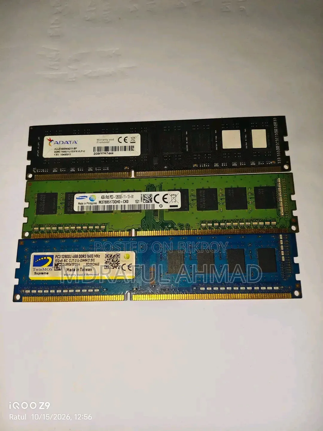DDR3 RAM 8/4/4 GB