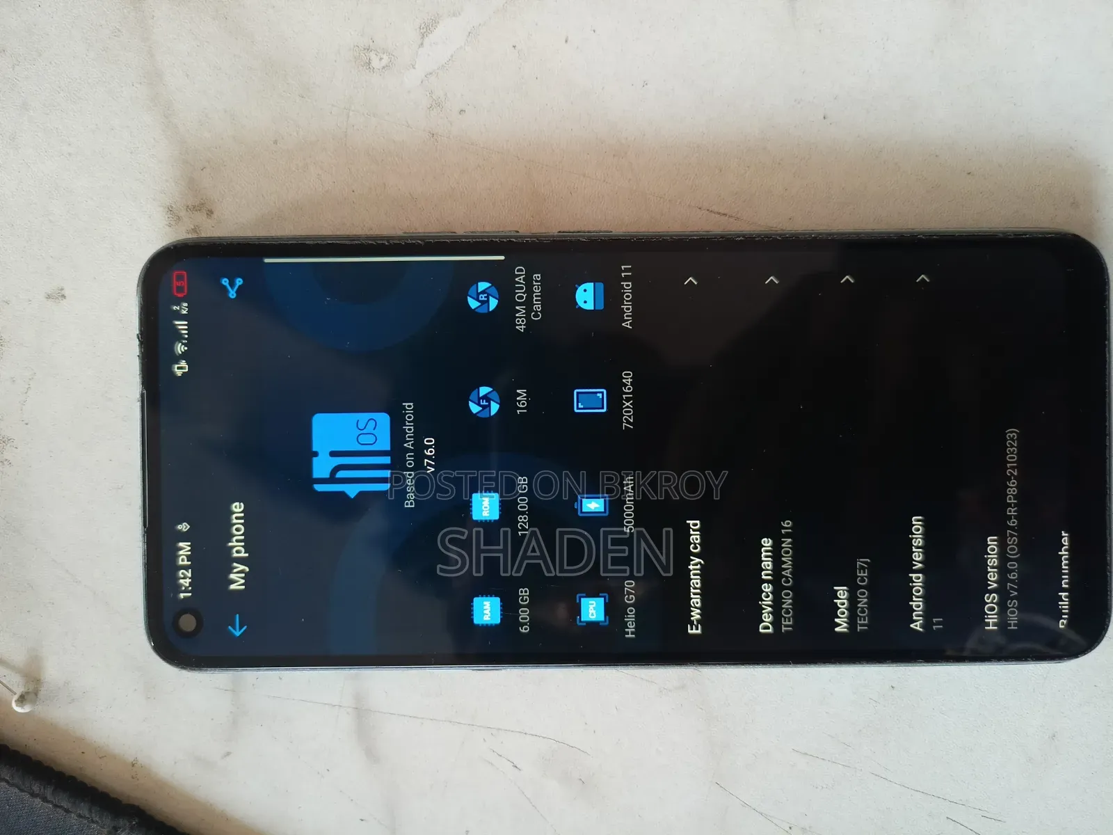 Tecno Camon 16 128 GB Blue