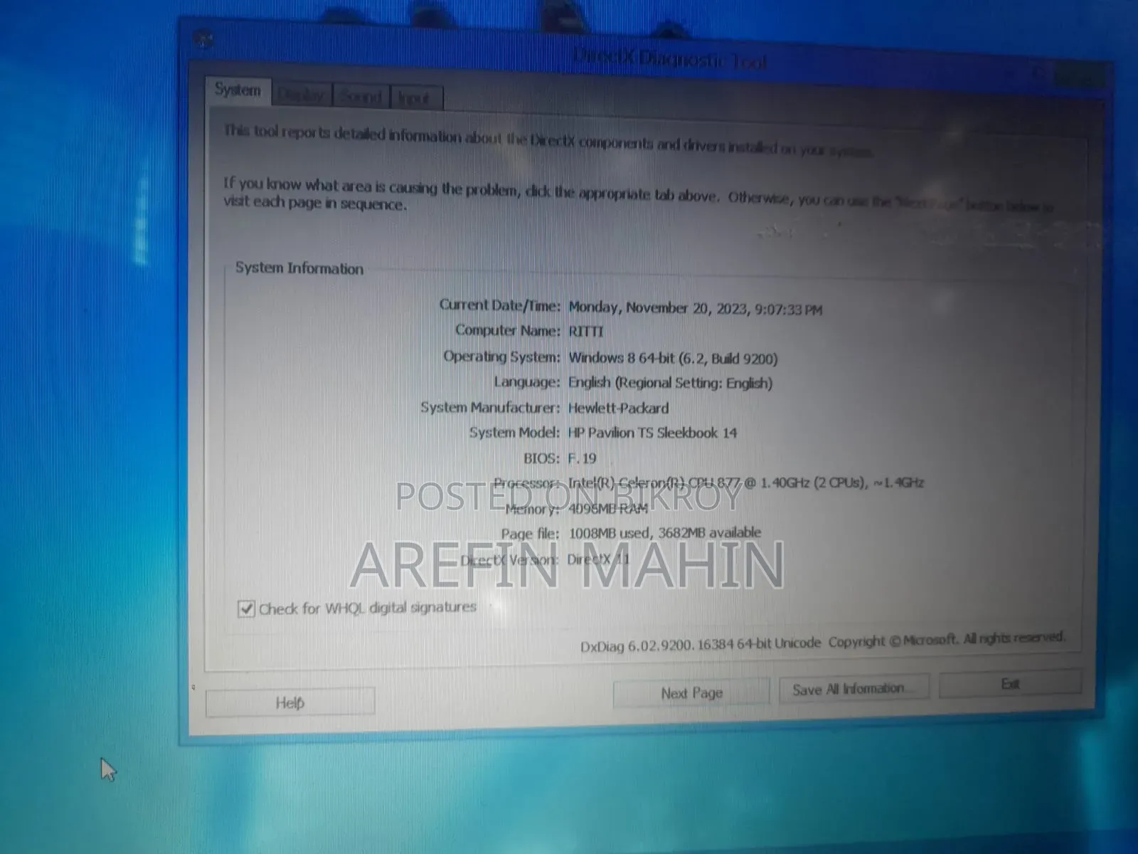 Laptop HP Slatebook 14 4GB Intel Celeron HDD+SSD 512GB