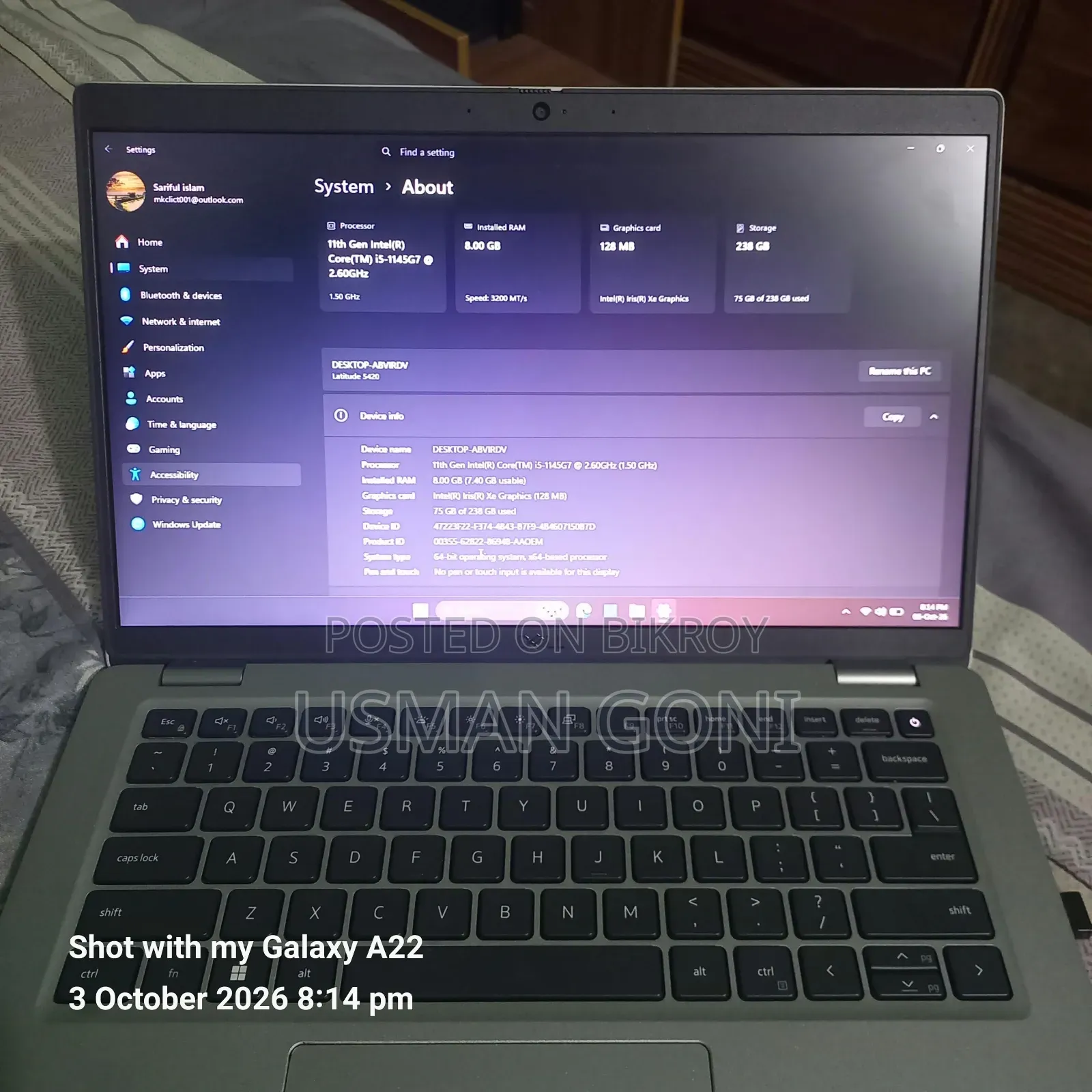 Laptop Dell Latitude 5420 8GB Intel Core i5 SSD 256GB