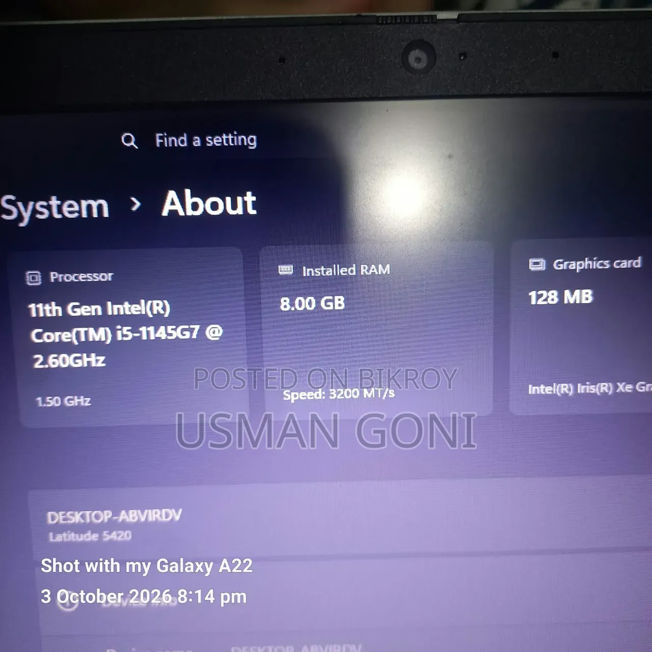 Laptop Dell Latitude 5420 8GB Intel Core i5 SSD 256GB