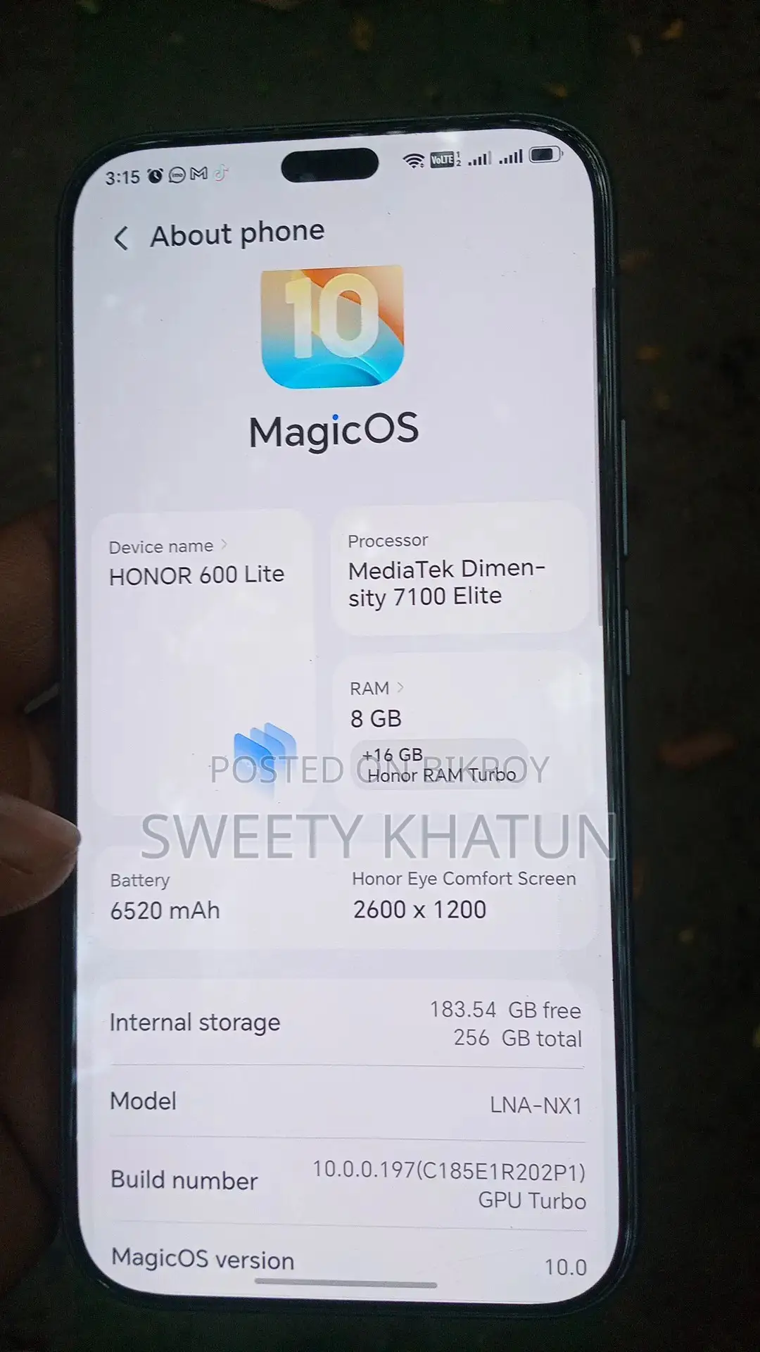 হনার ৬০০ লাইট ২৫৬ জিবি ব্লু