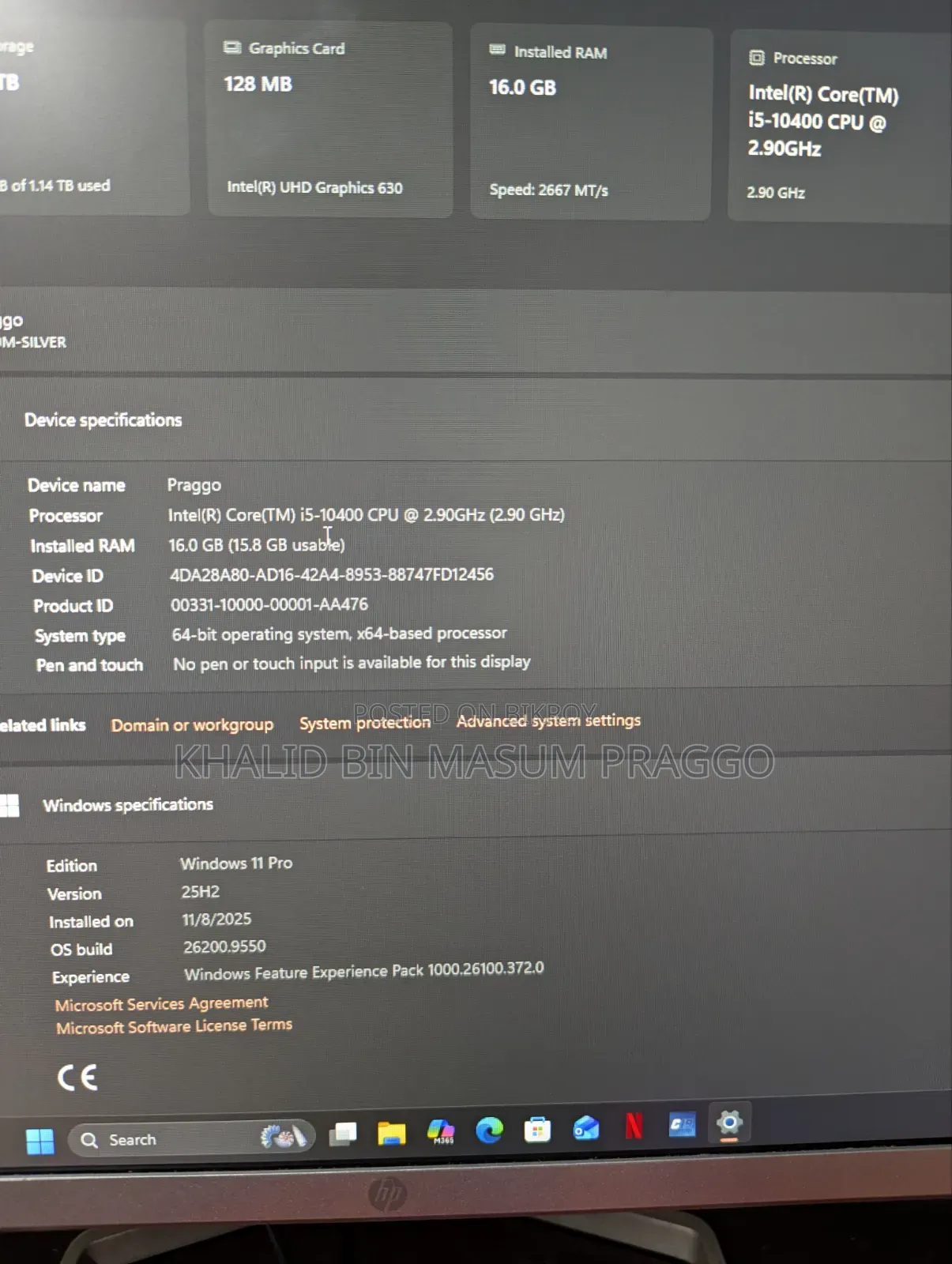 Desktop Computer 16GB Intel Core i5 SSD 256GB