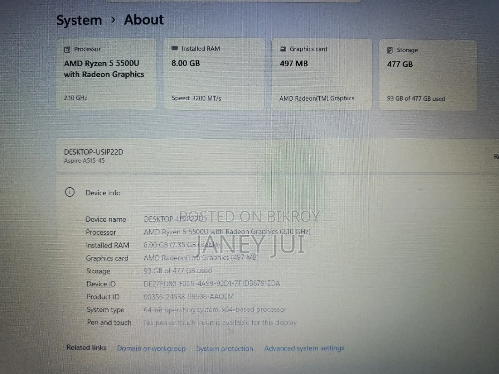 Laptop Acer Aspire 5 8GB AMD Ryzen 5 SSD 512GB