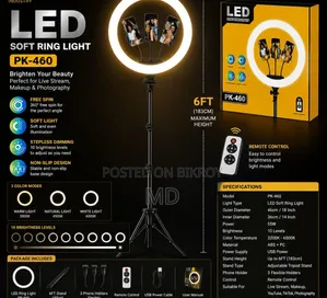 18 Inch LED Light With 6FT Tripod Stand, 3 Phone Holders & Remote Control