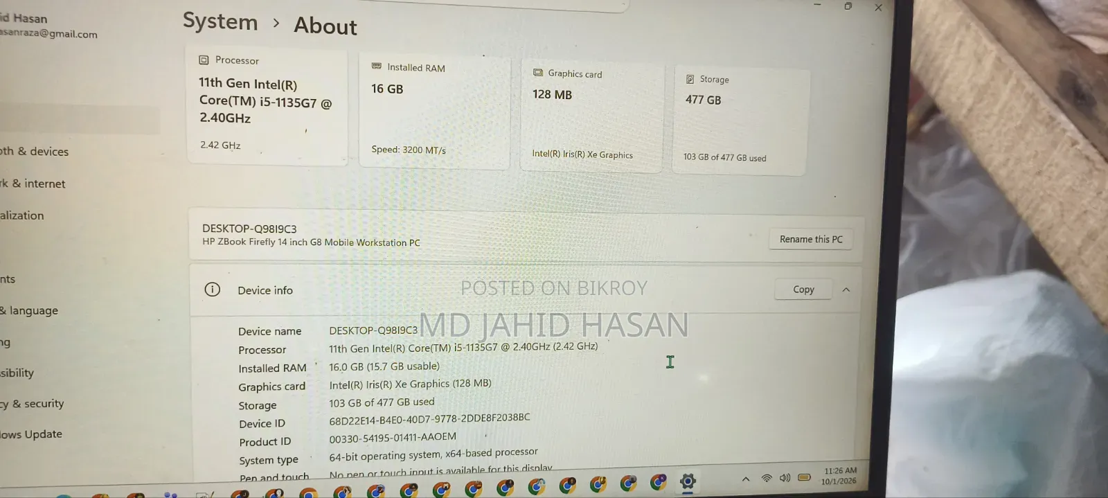 Laptop HP ZBook 14 16GB Intel Core i5 SSD 512GB