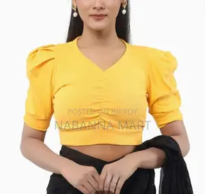 Cotton Crop Tops Short Body & Short Sleeve Blouse for Women