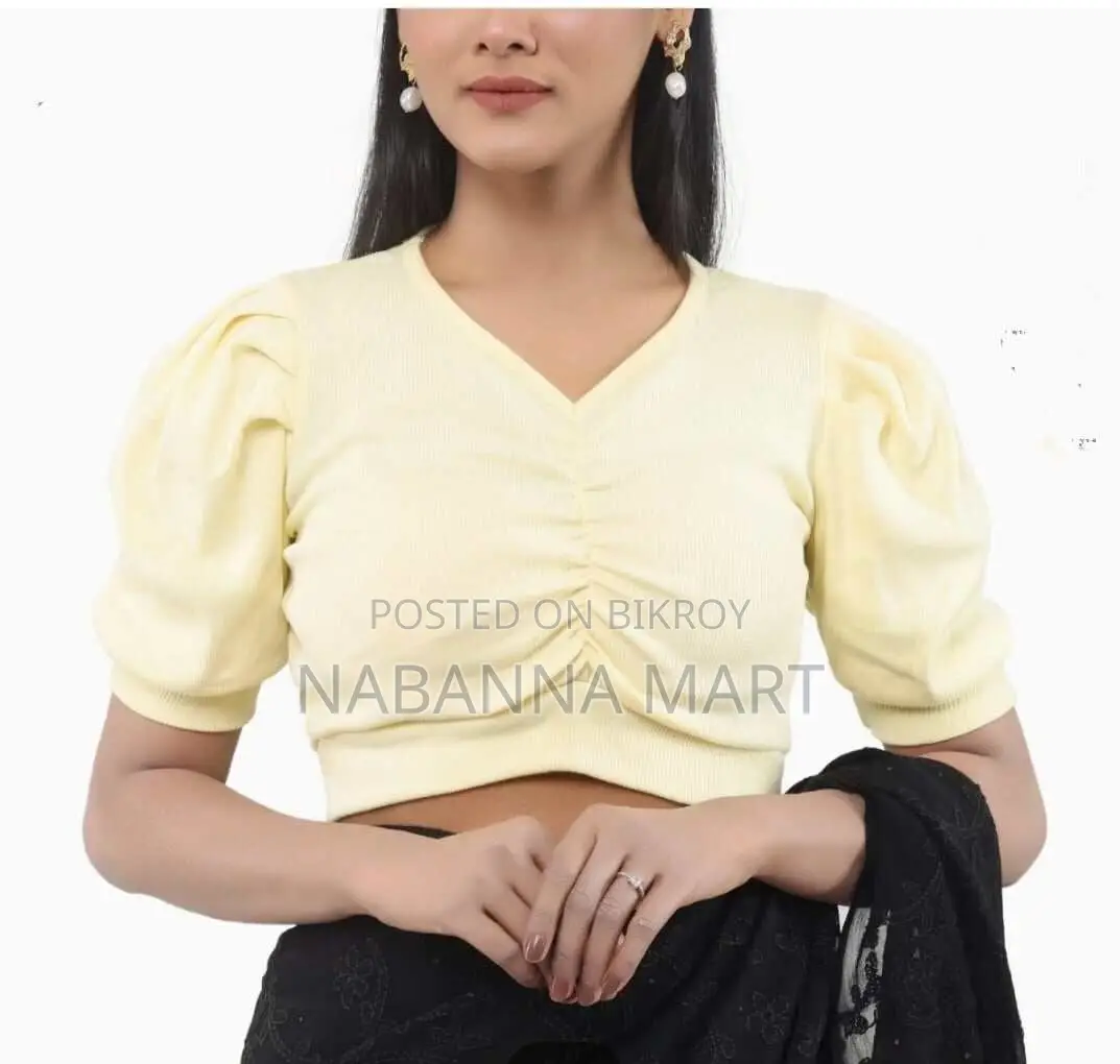 Cotton Crop Tops Short Body & Short Sleeve Blouse for Women