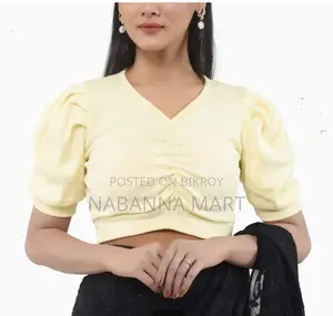 Cotton Crop Tops Short Body & Short Sleeve Blouse for Women