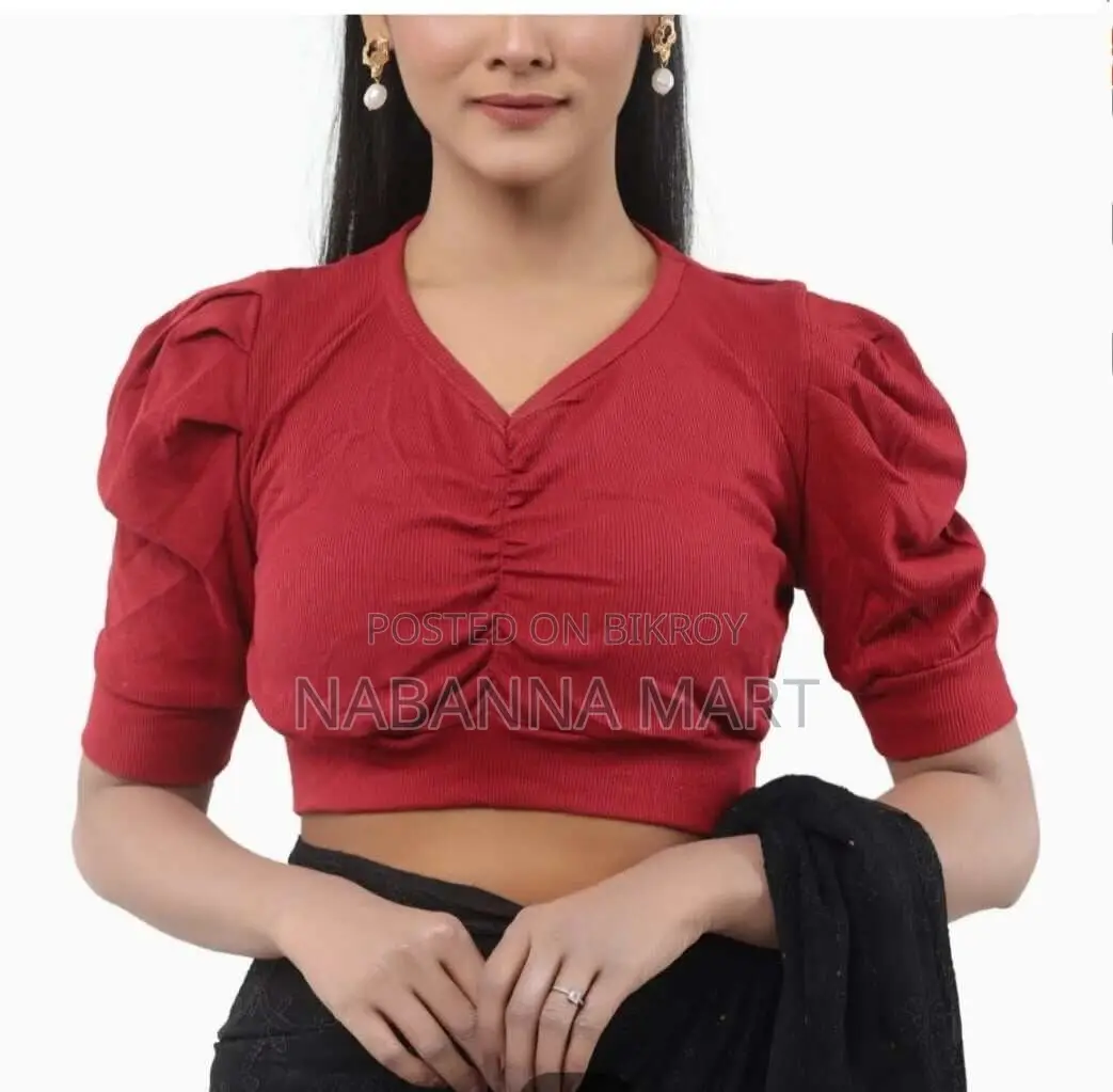 Cotton Crop Tops Short Body & Short Sleeve Blouse for Women