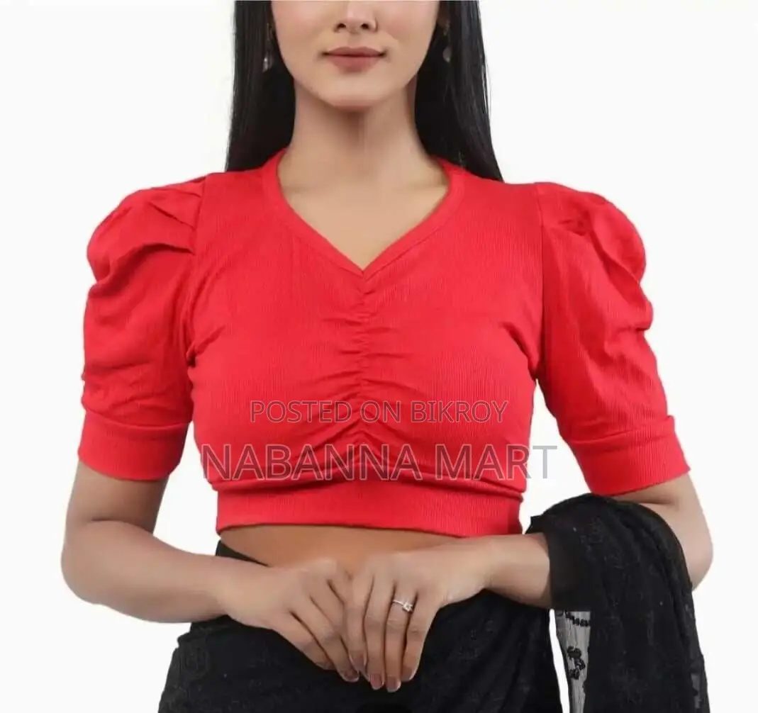 Cotton Crop Tops Short Body & Short Sleeve Blouse for Women