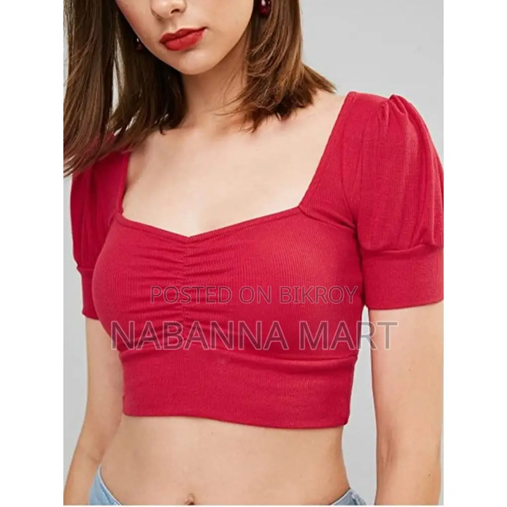 Cotton Crop Tops Short Body & Short Sleeve Blouse for Women