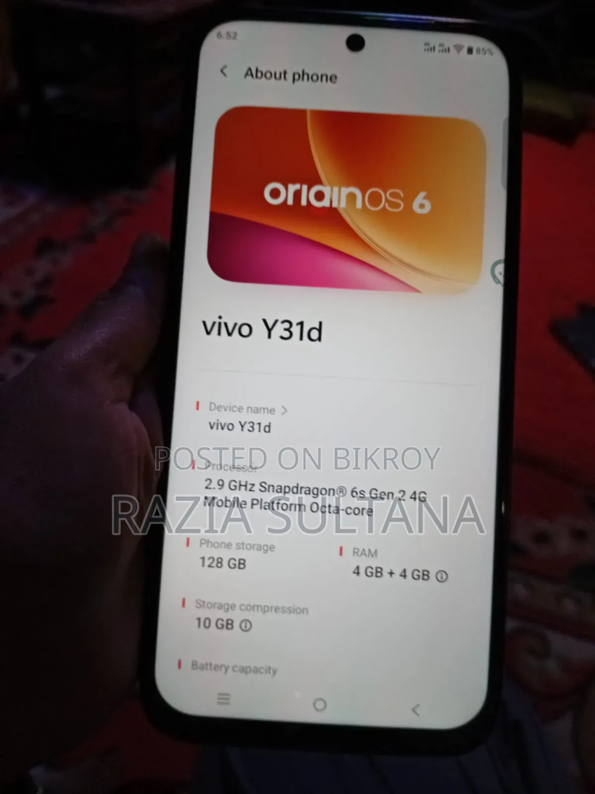 New Vivo Y31d 128 GB Black