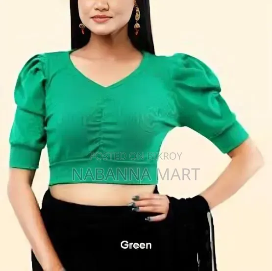 Cotton Crop Tops Short Body & Long Sleeve Blouse Stitching for Women
