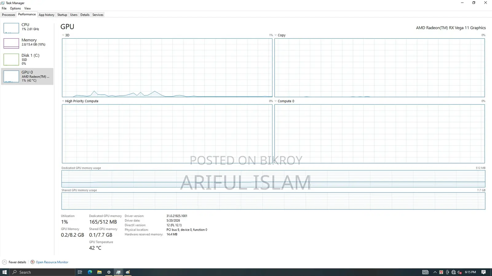 Desktop Computer 16GB AMD Ryzen SSD 256GB