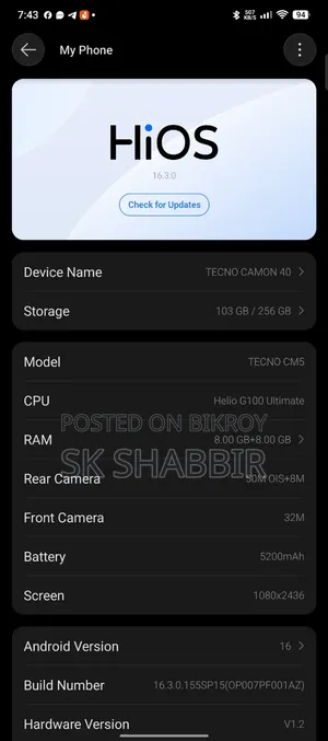 Tecno Camon 40 256 GB White