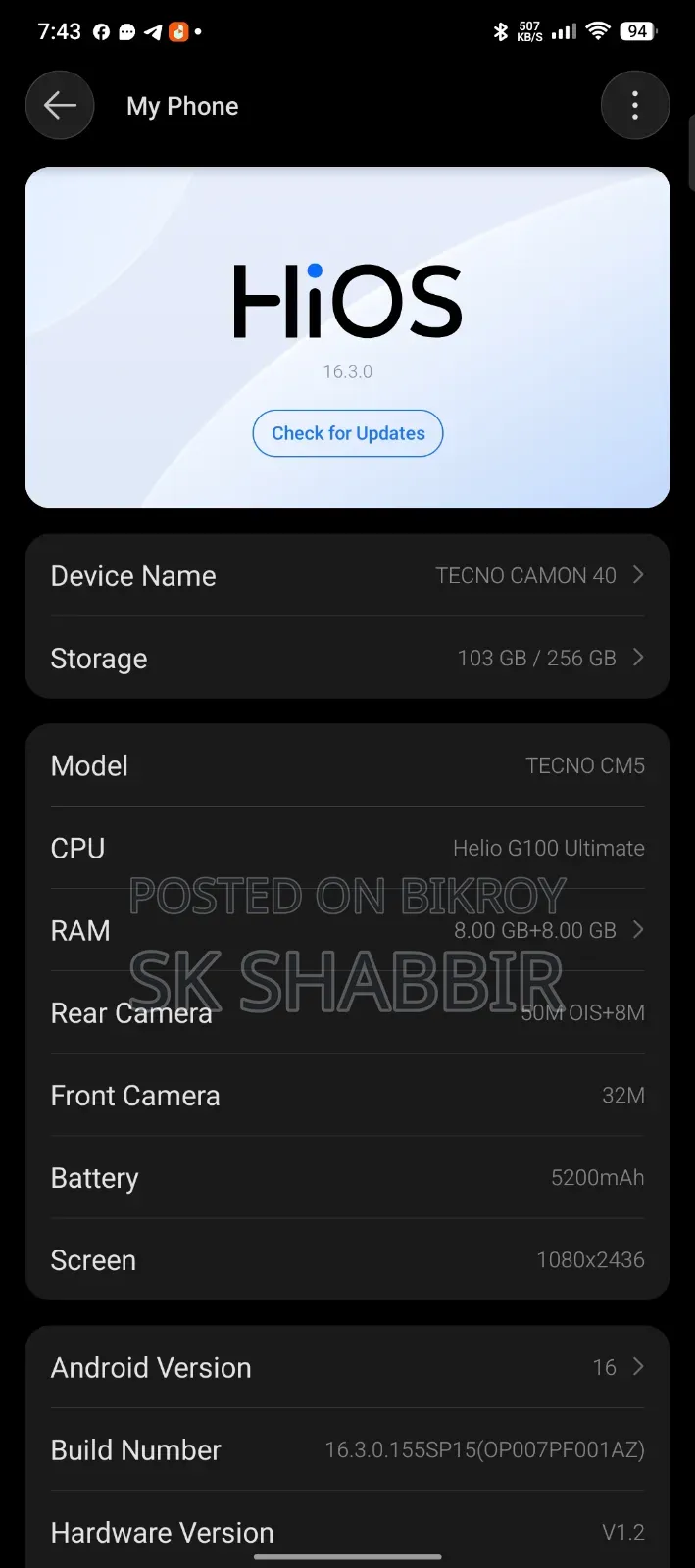 Tecno Camon 40 256 GB White