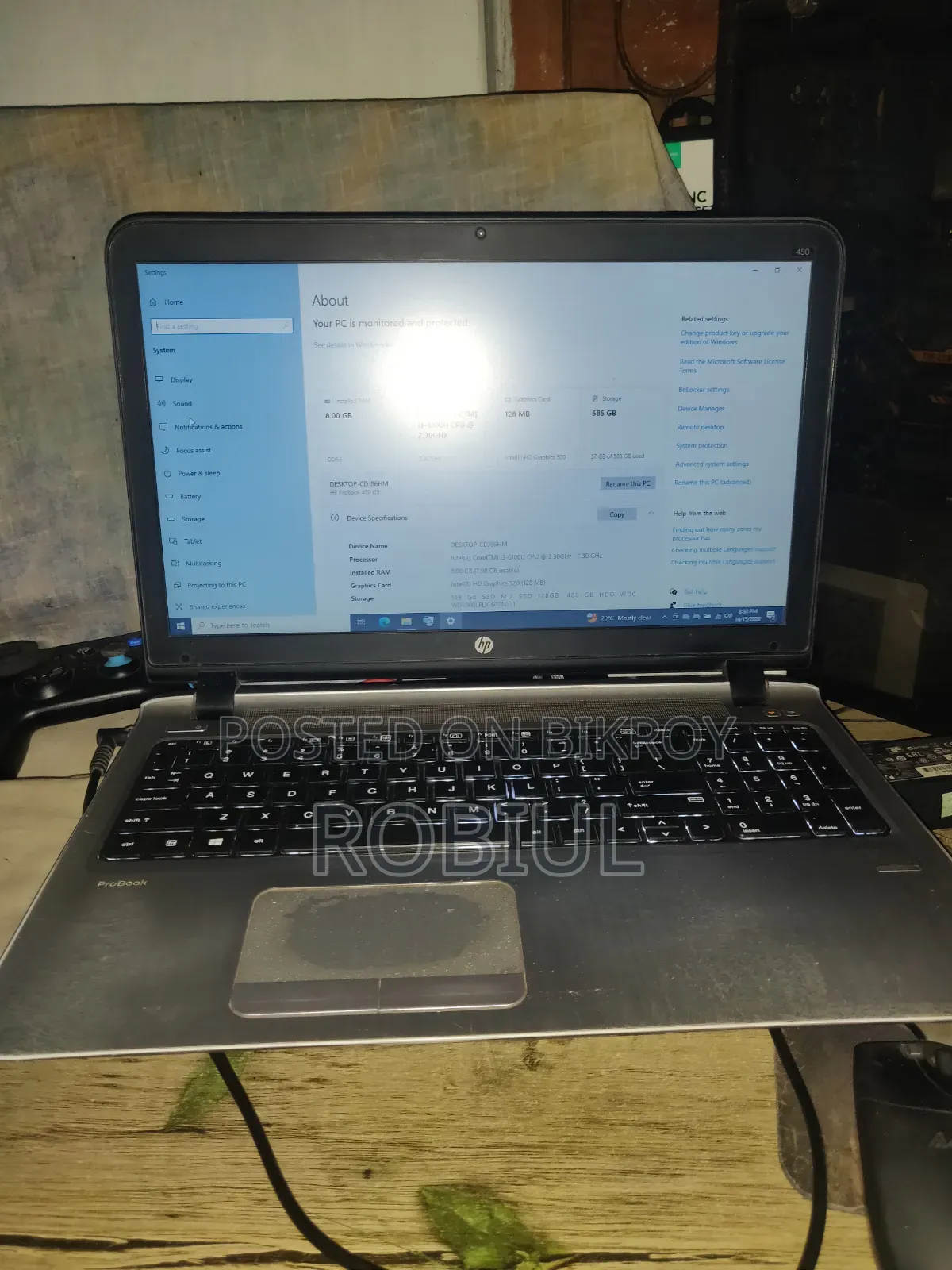 Laptop HP ProBook 450 8GB Intel Core i3 SSHD+SSD 500GB