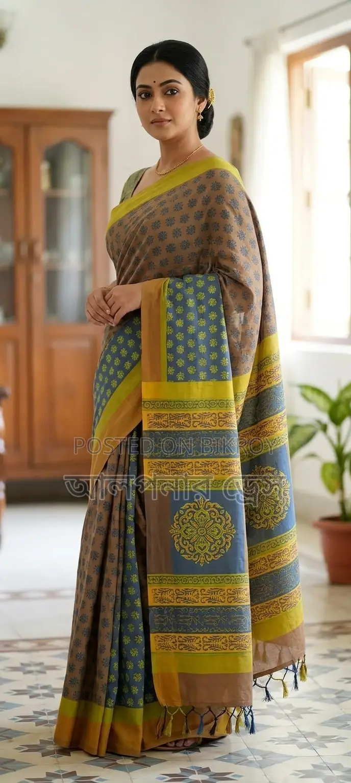 ব্লক প্রিন্ট শাড়ি