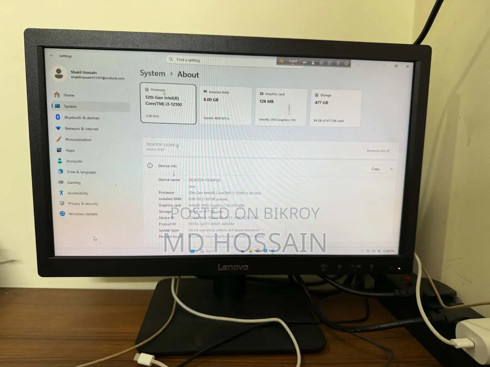Desktop Computer Dell Vostro 3030 8GB Intel Core i3 SSD 512GB