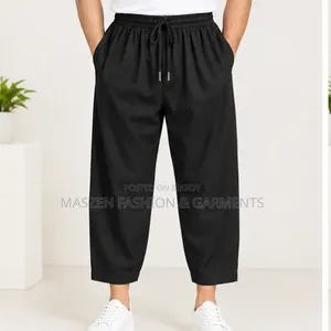 Polyester-Cotton Blend Sunnati Loose Black Pajama