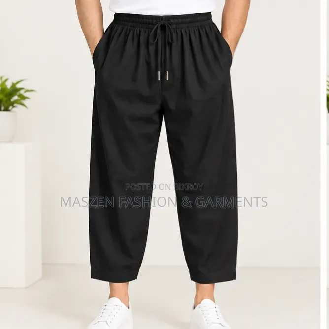 Polyester-Cotton Blend Sunnati Loose Black Pajama
