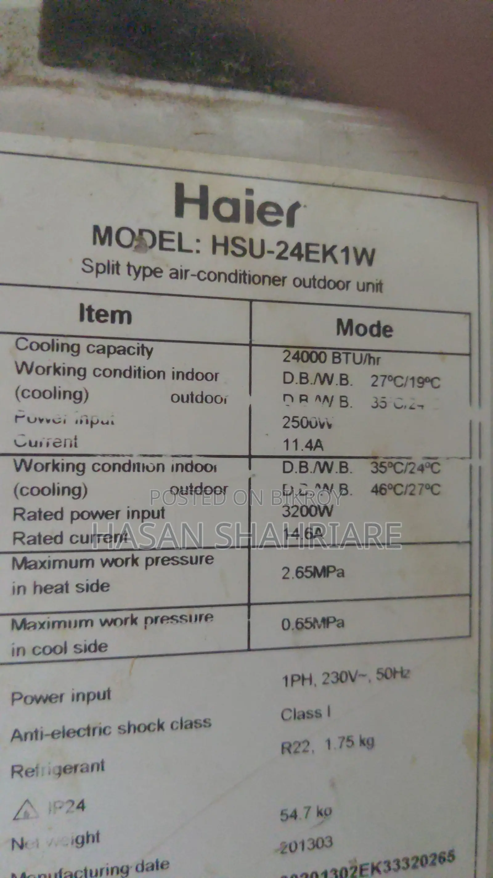 Used Haier 2 Ton a/C's Outdoor Unit