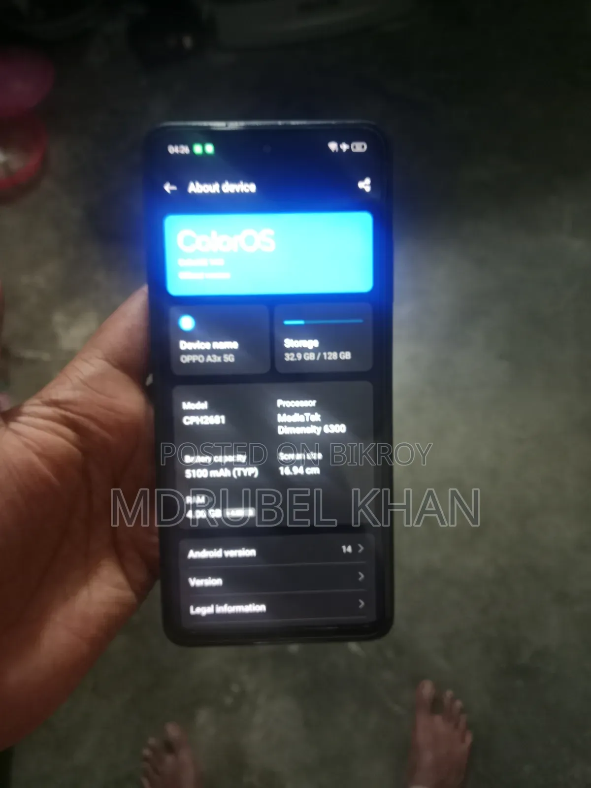 অপো এ৩এক্স ৪জি ১২৮ জিবি ব্ল্যাক