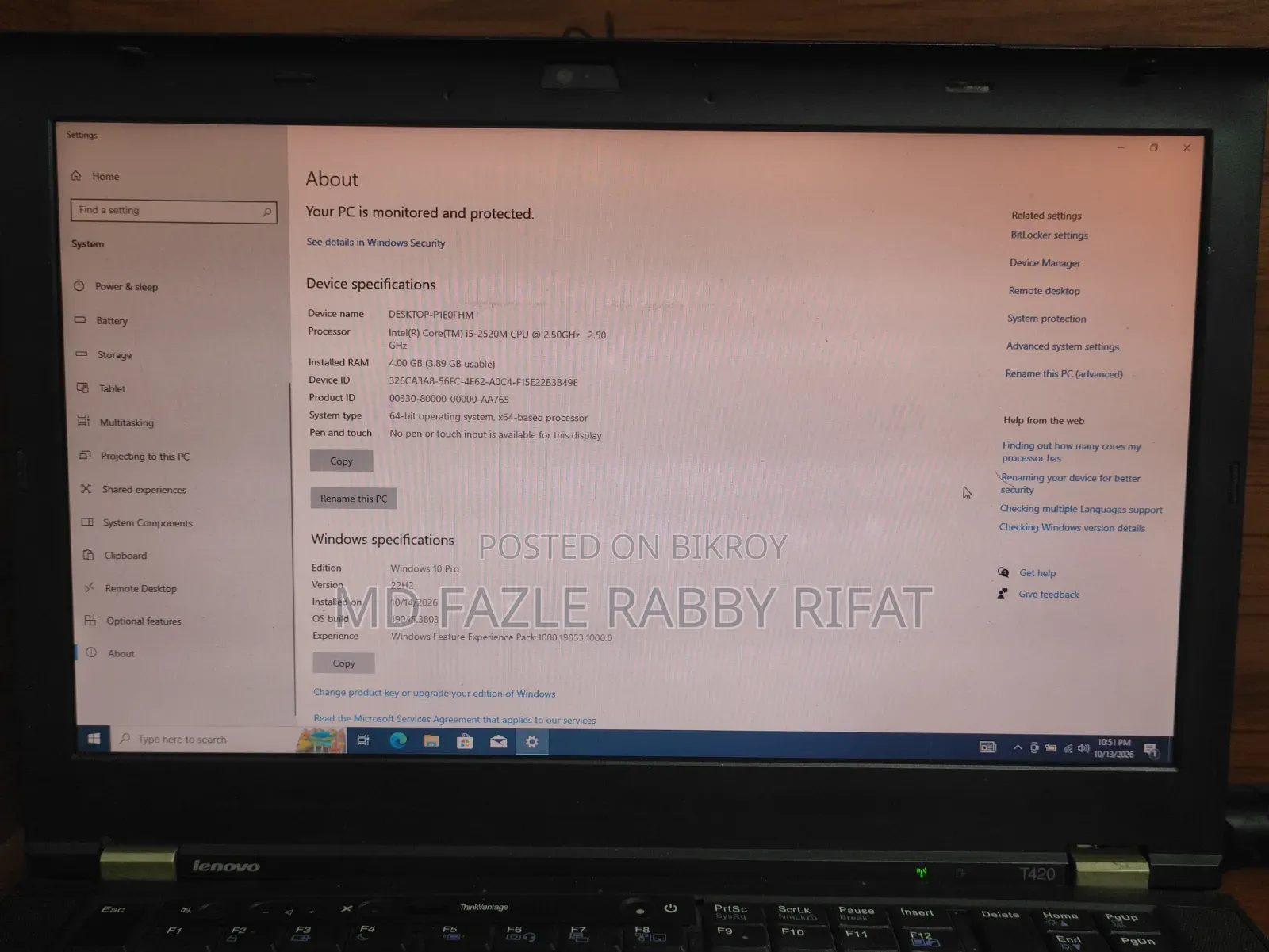 Laptop Lenovo ThinkPad T420 4GB Intel Core i5 HDD 1T