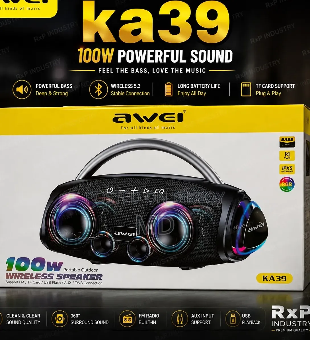 AWEI KA39 100W Portable Wireless Bluetooth Speaker With Extra 6