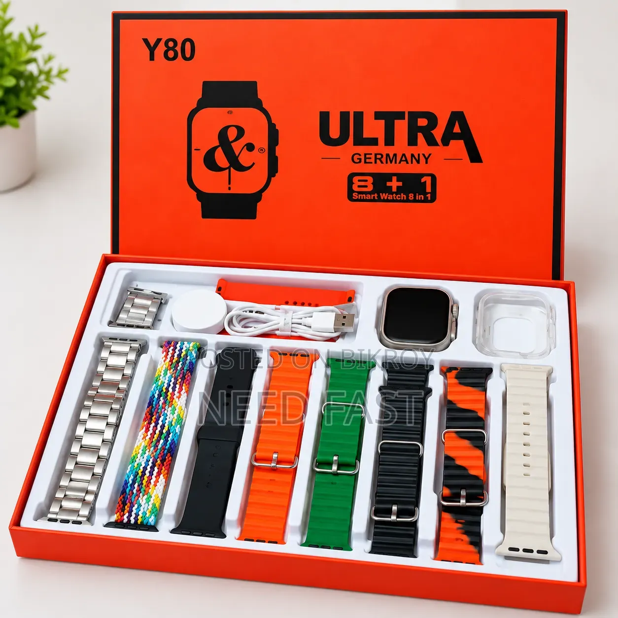Y80 Ultra Smart Watch 8 in 1 Combo No Advance
