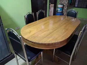 Original Akashmoni Wooden Table and SS Cushioned Chairs