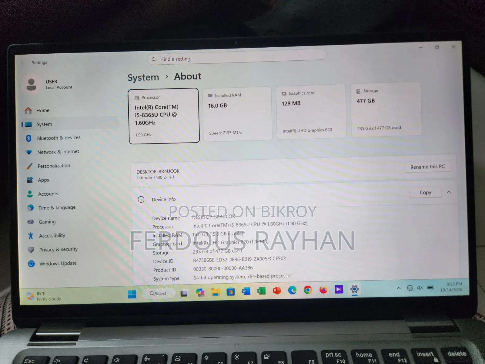 Laptop Dell Latitude 7400 2-in-1 16GB Intel Core i5 SSD 512GB