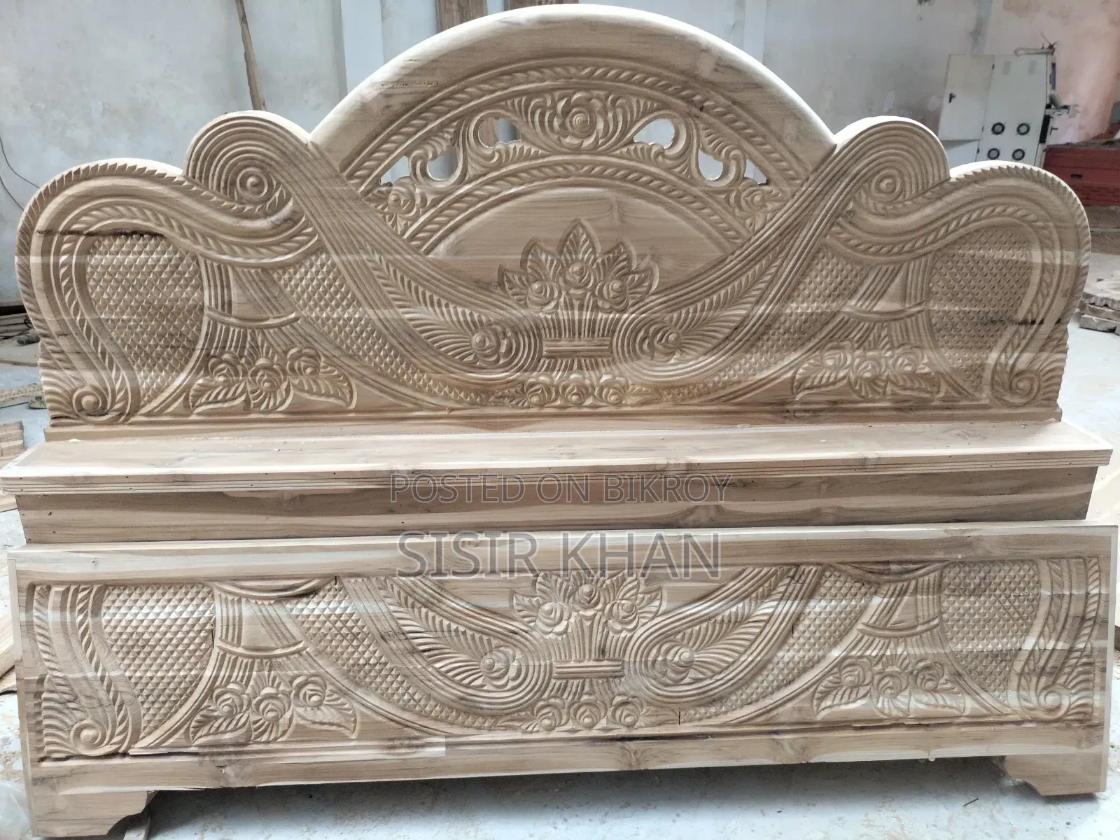 Bed made with Chittagong teak wood.