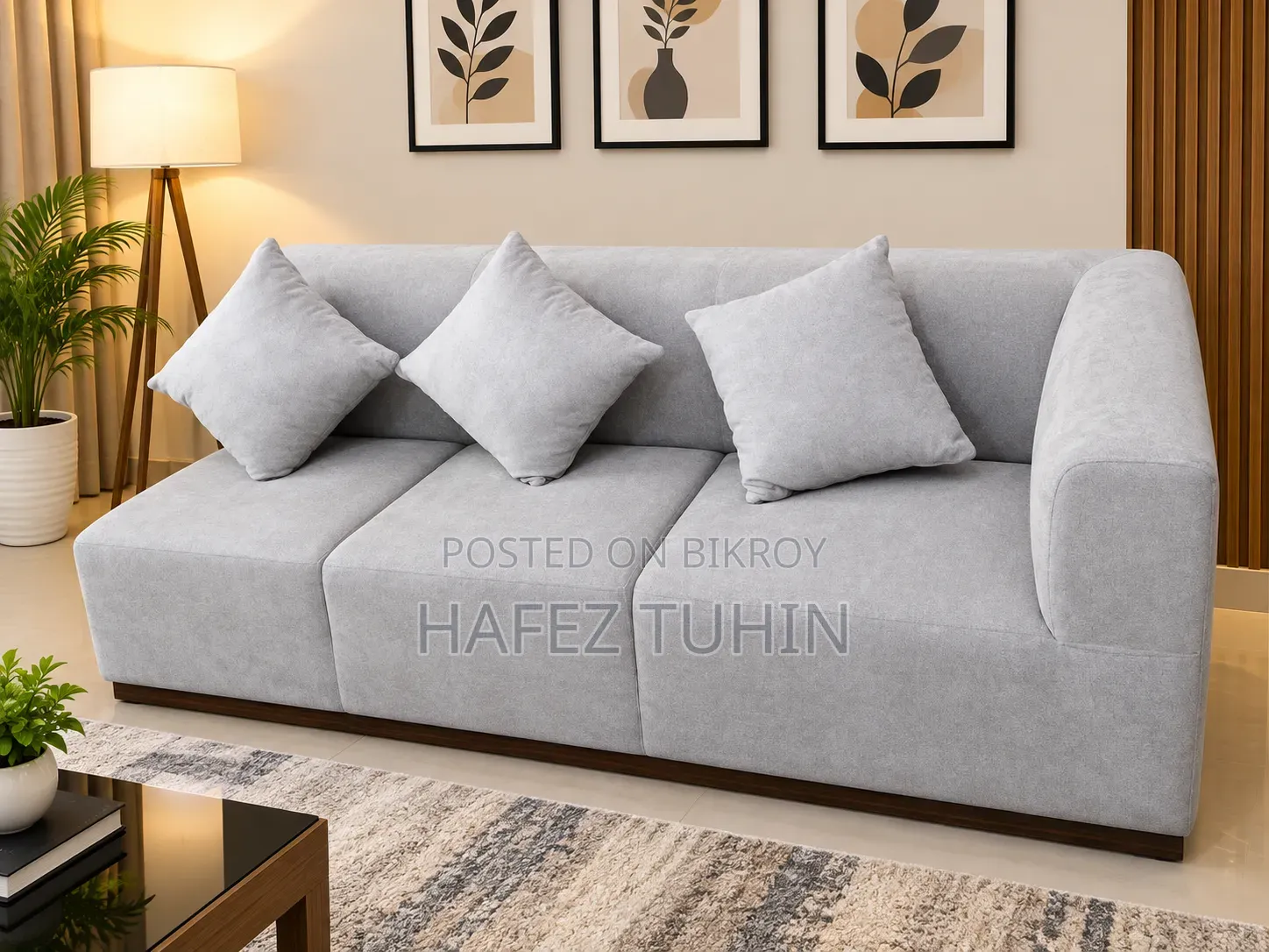 Modern 3-Seater Fabric Sofa