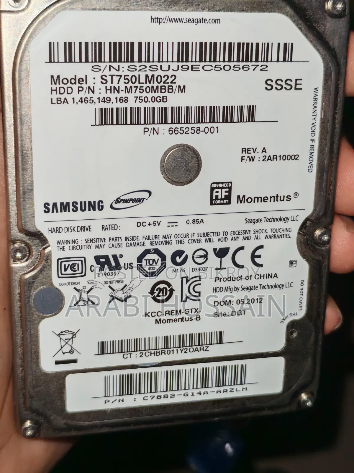 Samsung 750gb Laptop HDD
