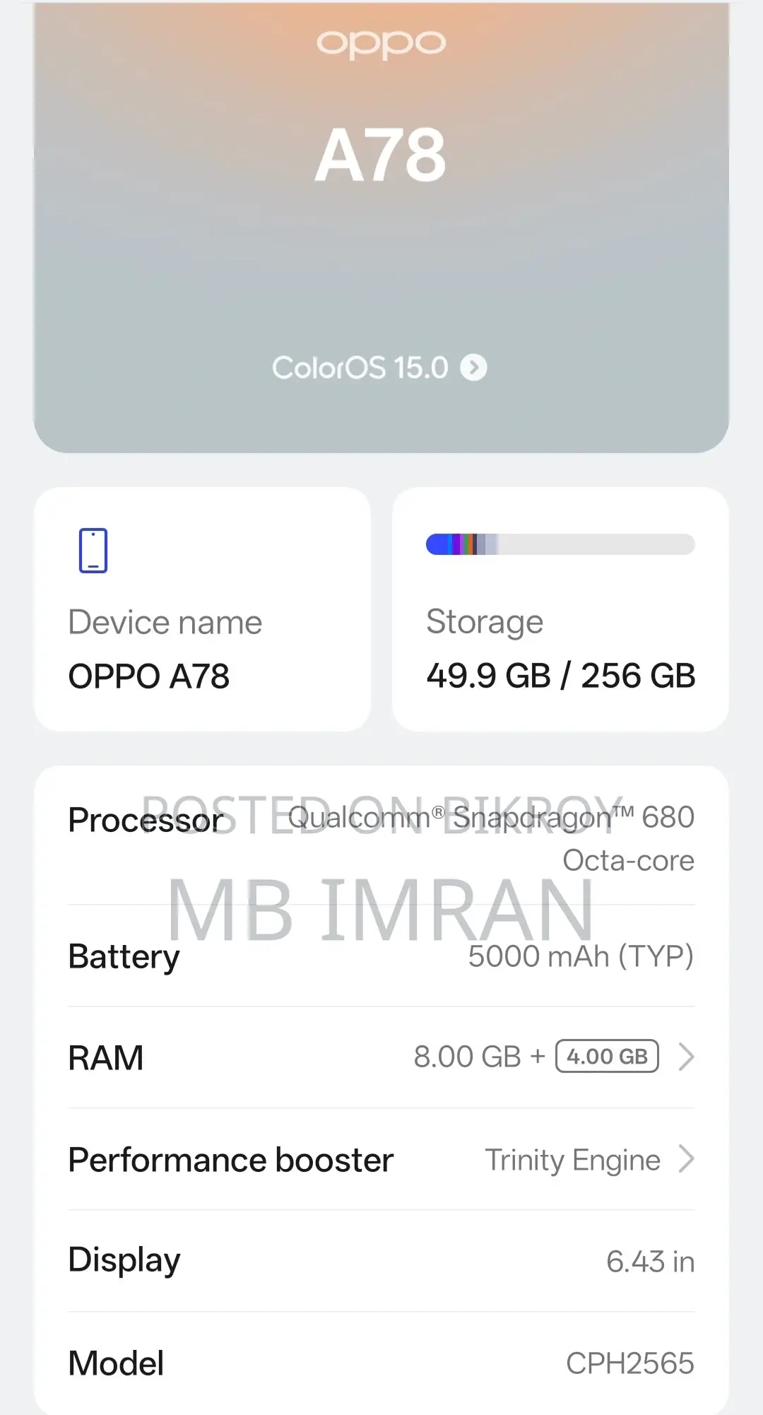 Oppo A78 4G 256 GB Black