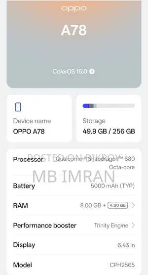Oppo A78 4G 256 GB Black