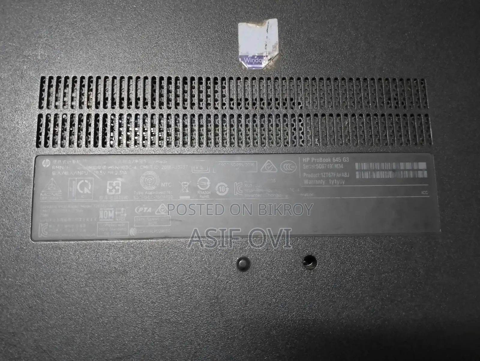 ল্যাপটপ HP ProBook 645 G3 ৮ জিবি এএমডি এসএসডি ২৫৬ জিবি