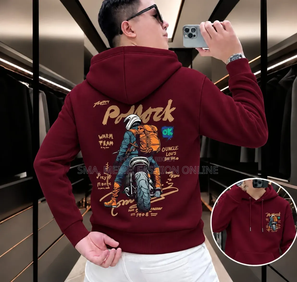 Stylish Solid Printed Cotton Hoodie