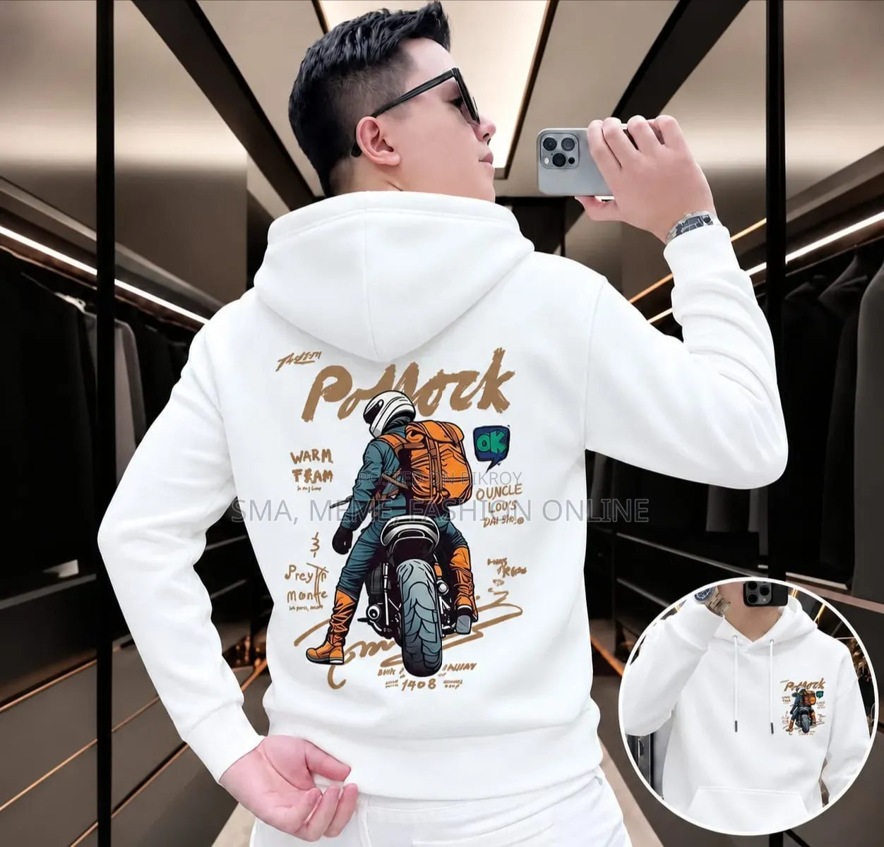 Stylish Solid Printed Cotton Hoodie