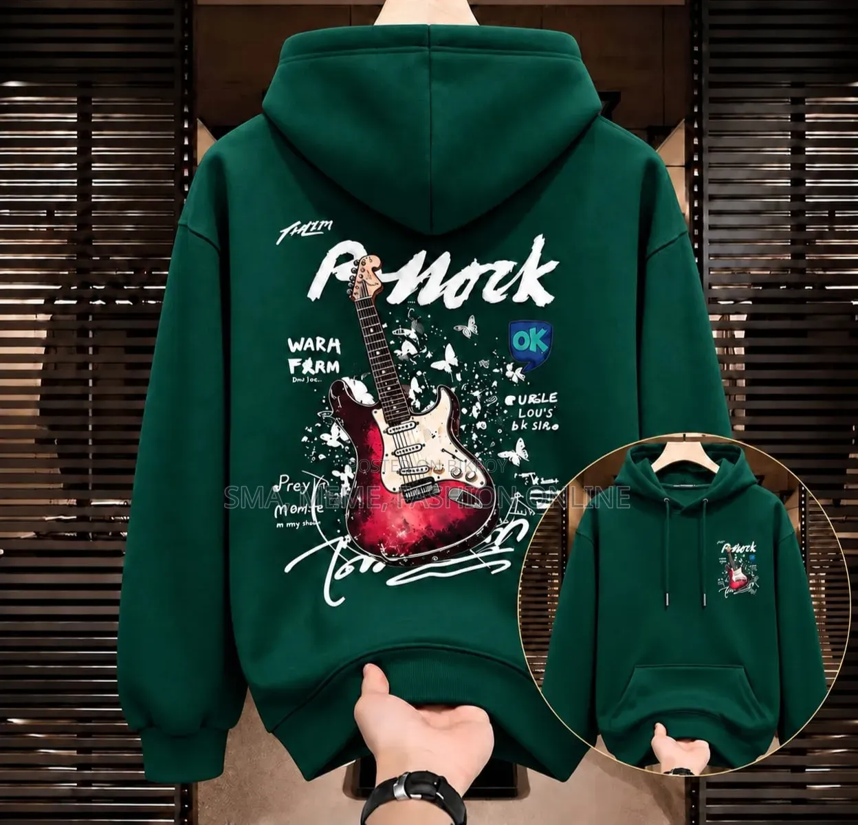 Stylish Solid Printed Cotton Hoodie