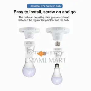 Motion Sensor Light Socket, E26/E27 Smart Lamp Bulb Holder Adapter Aut