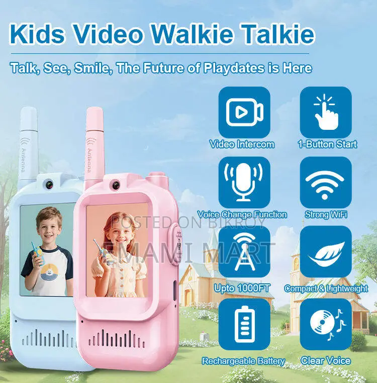 Video W.alkie T.alkies for Kids, Handheld 2 Pack Rechargeable Video In